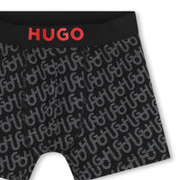 Thumbnail for HUGO Set de 2 boxers negro para niño y teen liso otro allover print
