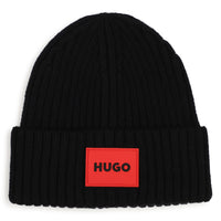 Thumbnail for HUGO Gorro para niño negro logo tipo parche rojo al frente