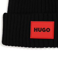 Thumbnail for HUGO Gorro para niño negro logo tipo parche rojo al frente