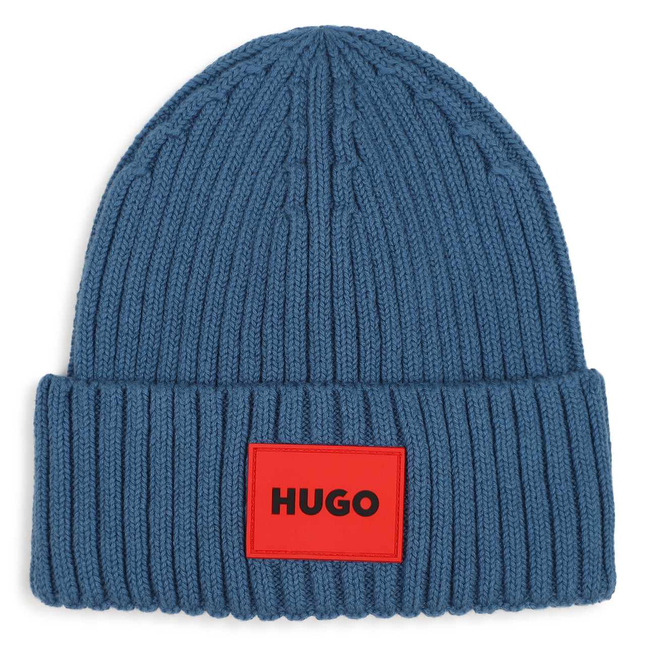 HUGO Gorro para niño azul logo tipo parche rojo al frente