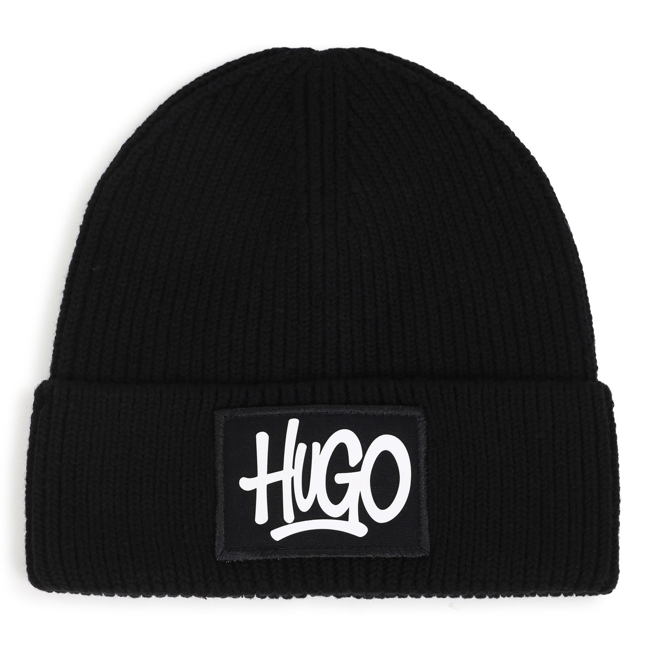 HUGO Gorro para niño new negro logo tipo parche