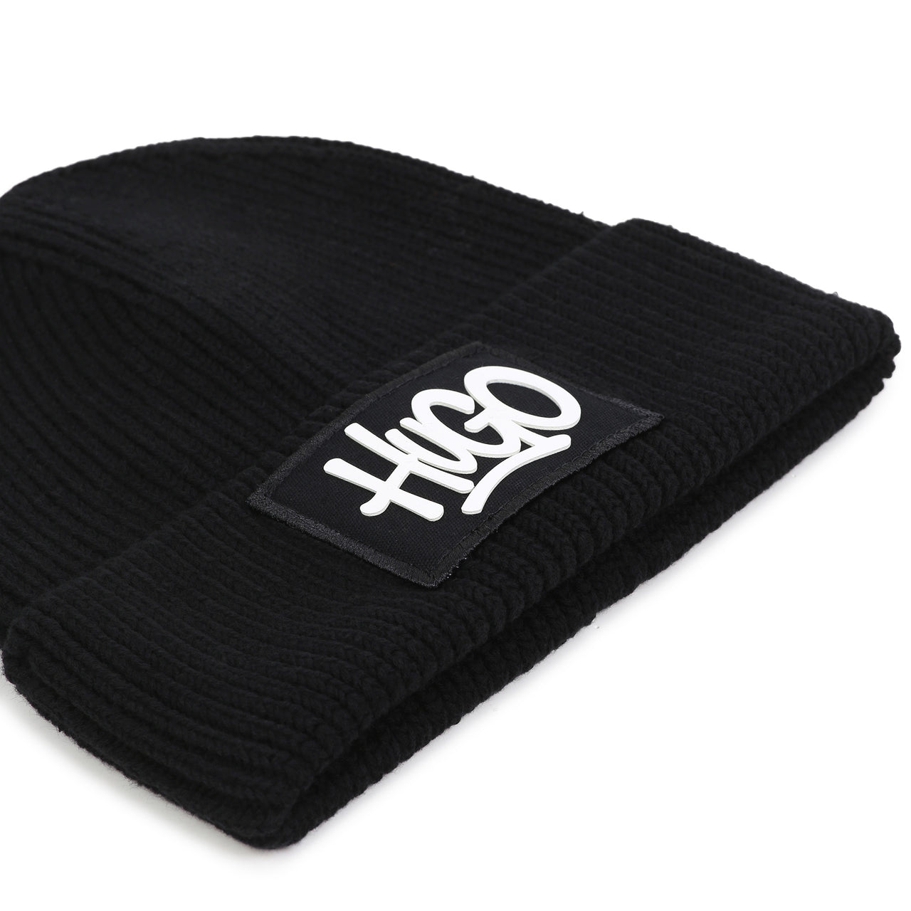 HUGO Gorro para niño new negro logo tipo parche