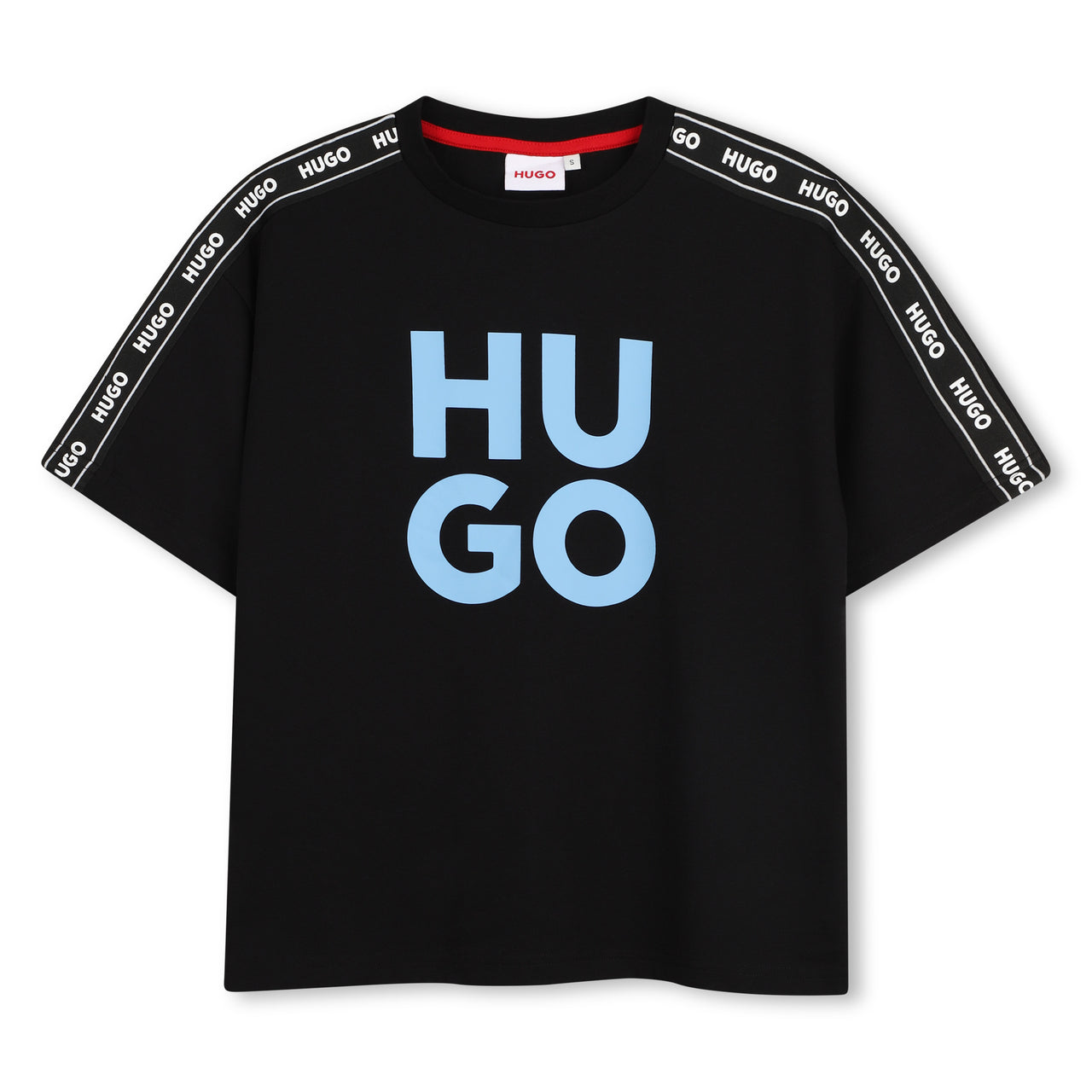 HUGO Playera logo HU GO para niño negra