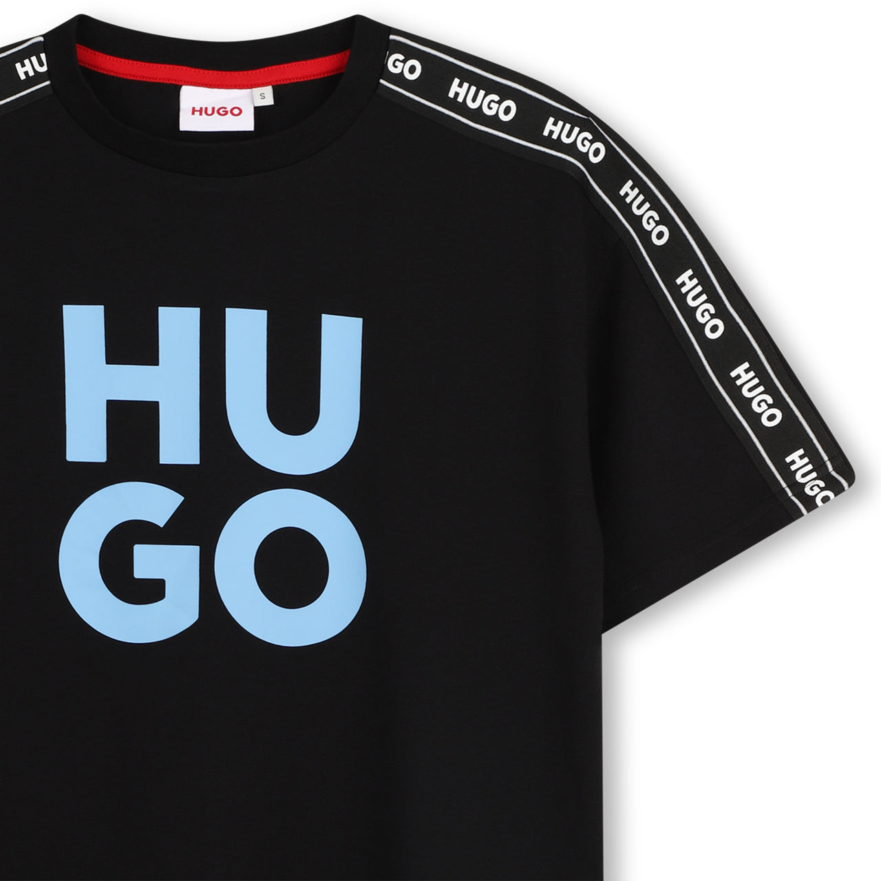 HUGO Playera logo HU GO para niño negra