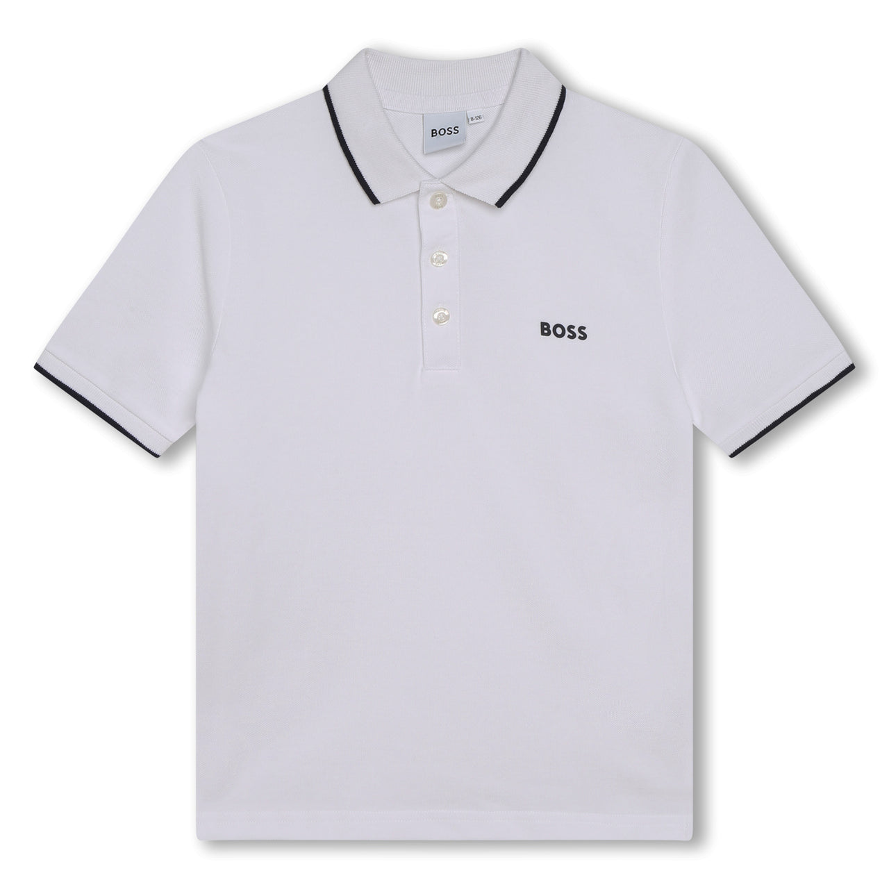 Playera Polo para niños y adolescentes blanca Boss