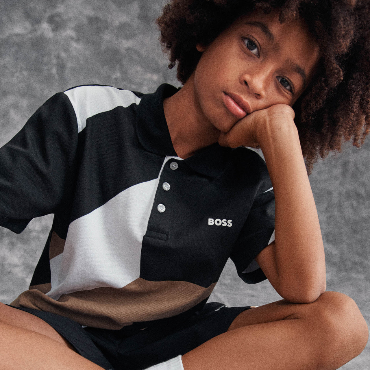 Polo BOSS blanco para niño y adolescente