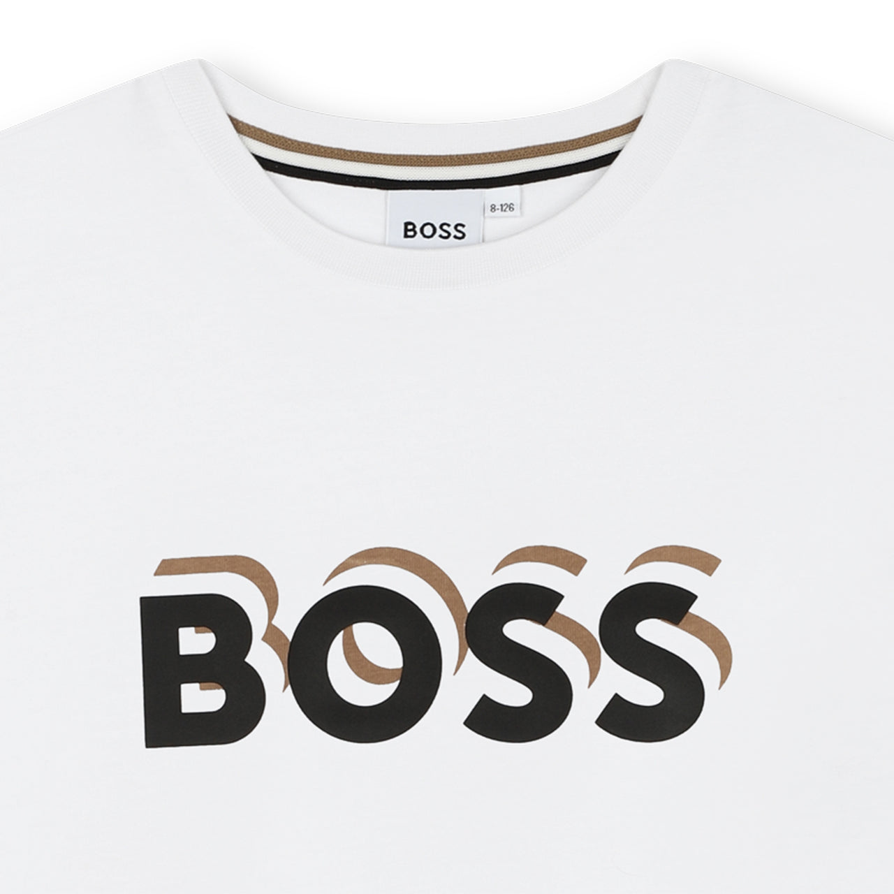 Playera para niño y adolescente blanca Boss