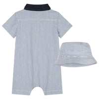 Thumbnail for Mameluco o pañalero, pijama con gorro para bebés azul Boss