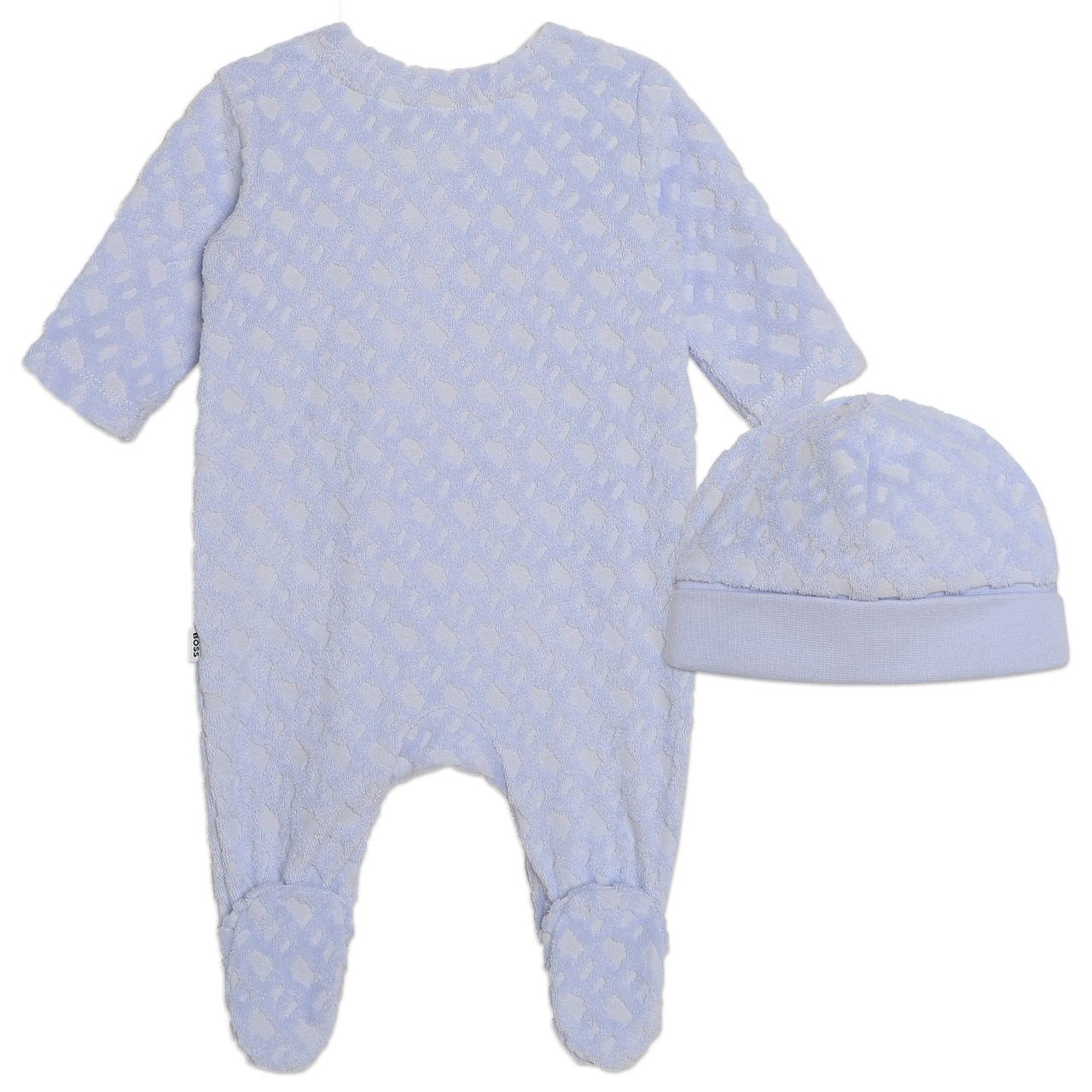 Mameluco pijama con gorro para bebés azul Boss