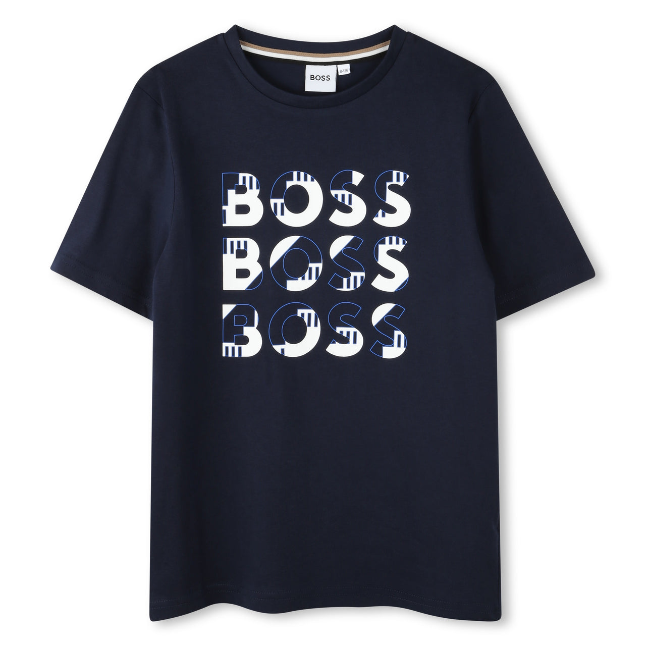 BOSS playera para ni–o y adolescente manga corta color azul marino