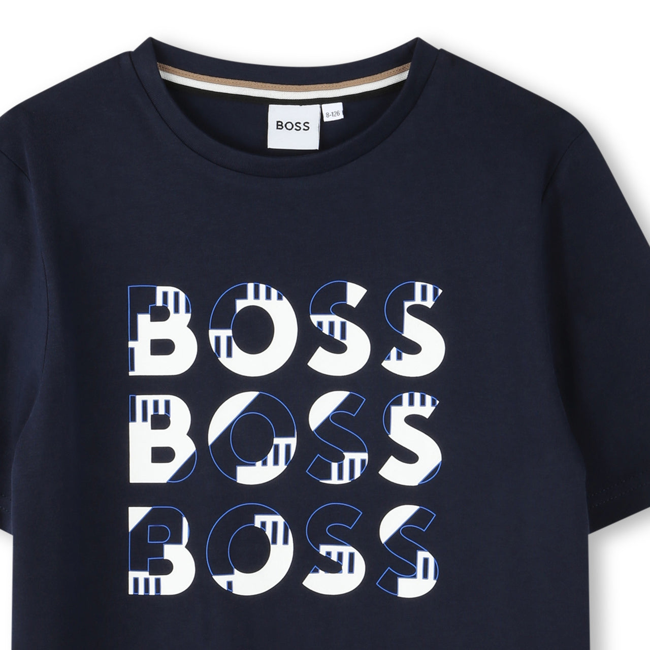 BOSS playera para ni–o y adolescente manga corta color azul marino