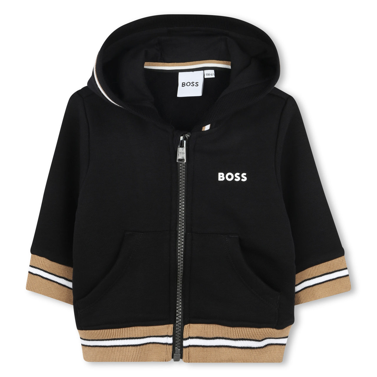 BOSS sudadera para bebe abierta color galleta