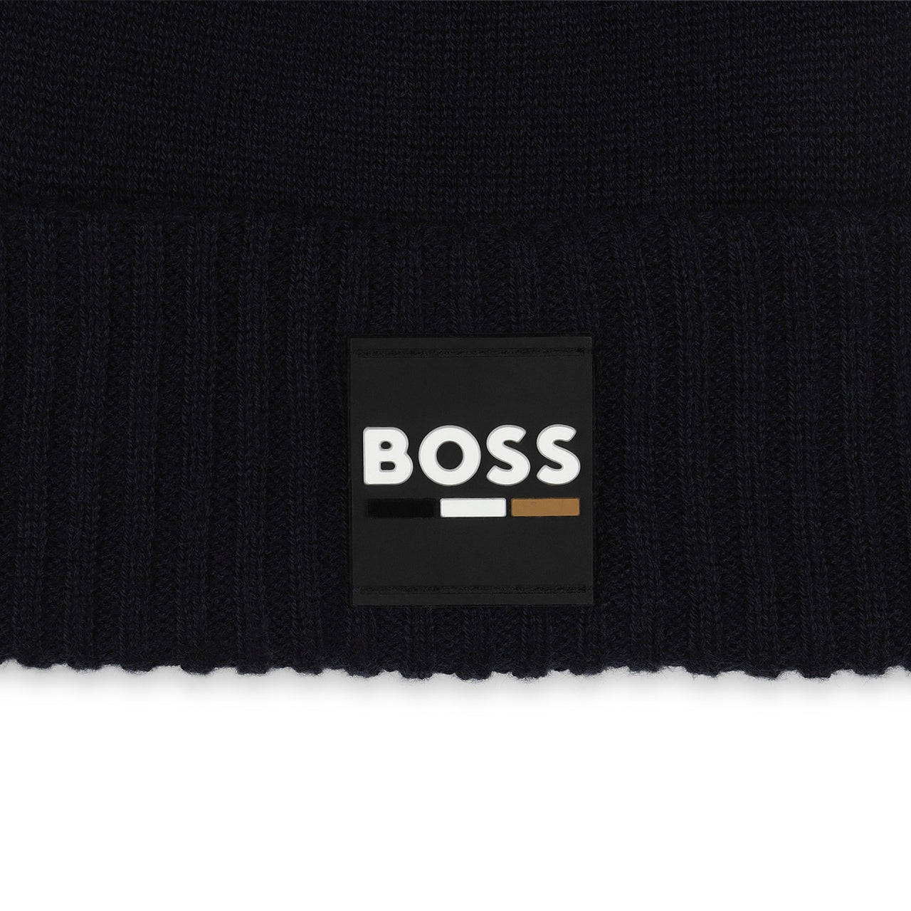 BOSS Gorro para niño y adolescente Azul marino logo pequeño