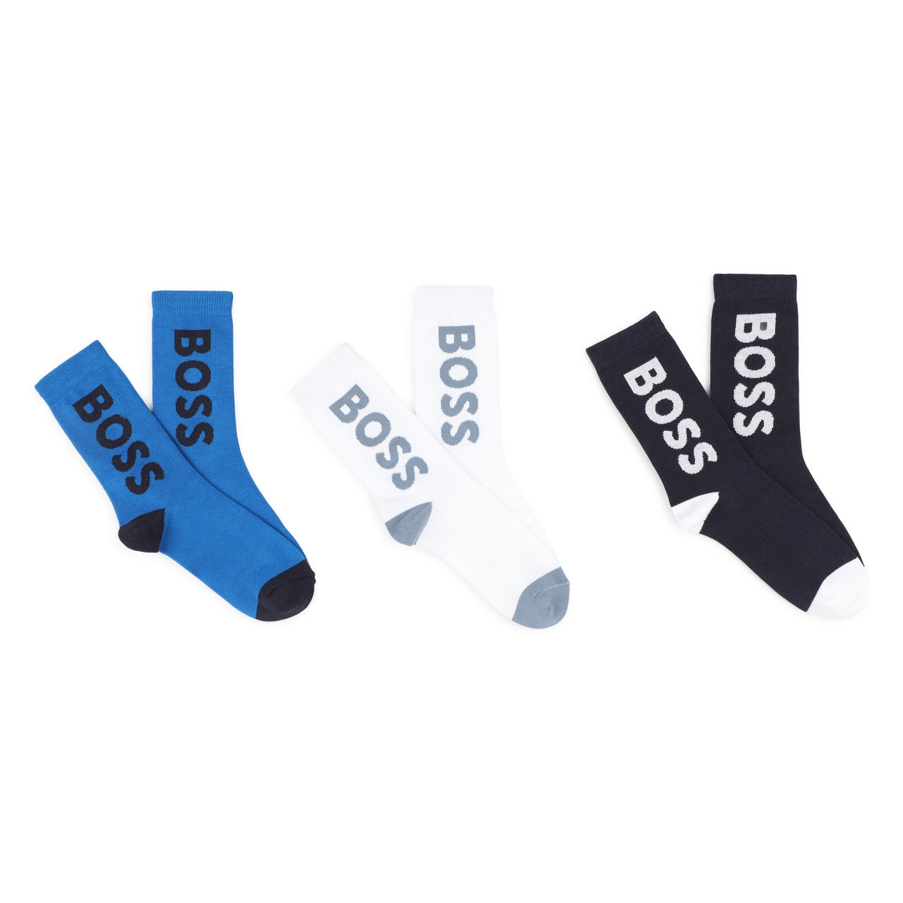 BOSS Set de 3 pares de Calcetines para niño y adolescente blanco,gris y vino