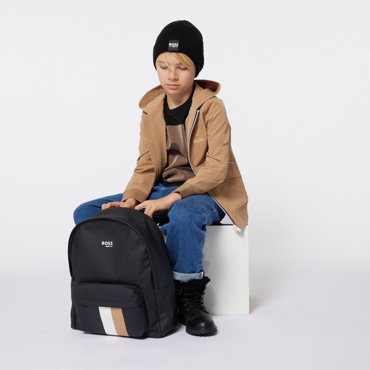 BOSS Backpack negra para niño y adolecente