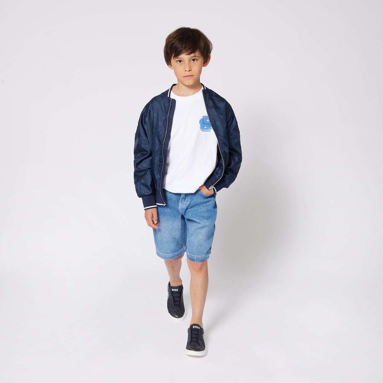 BOSS Tenis para niño y adolescente sin agujetas azul marino