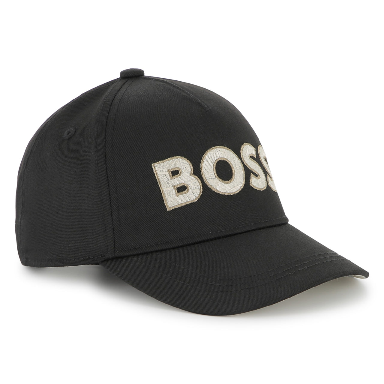 BOSS Gorra o cachucha para niño y adolescente basica color negro logo beige bordado