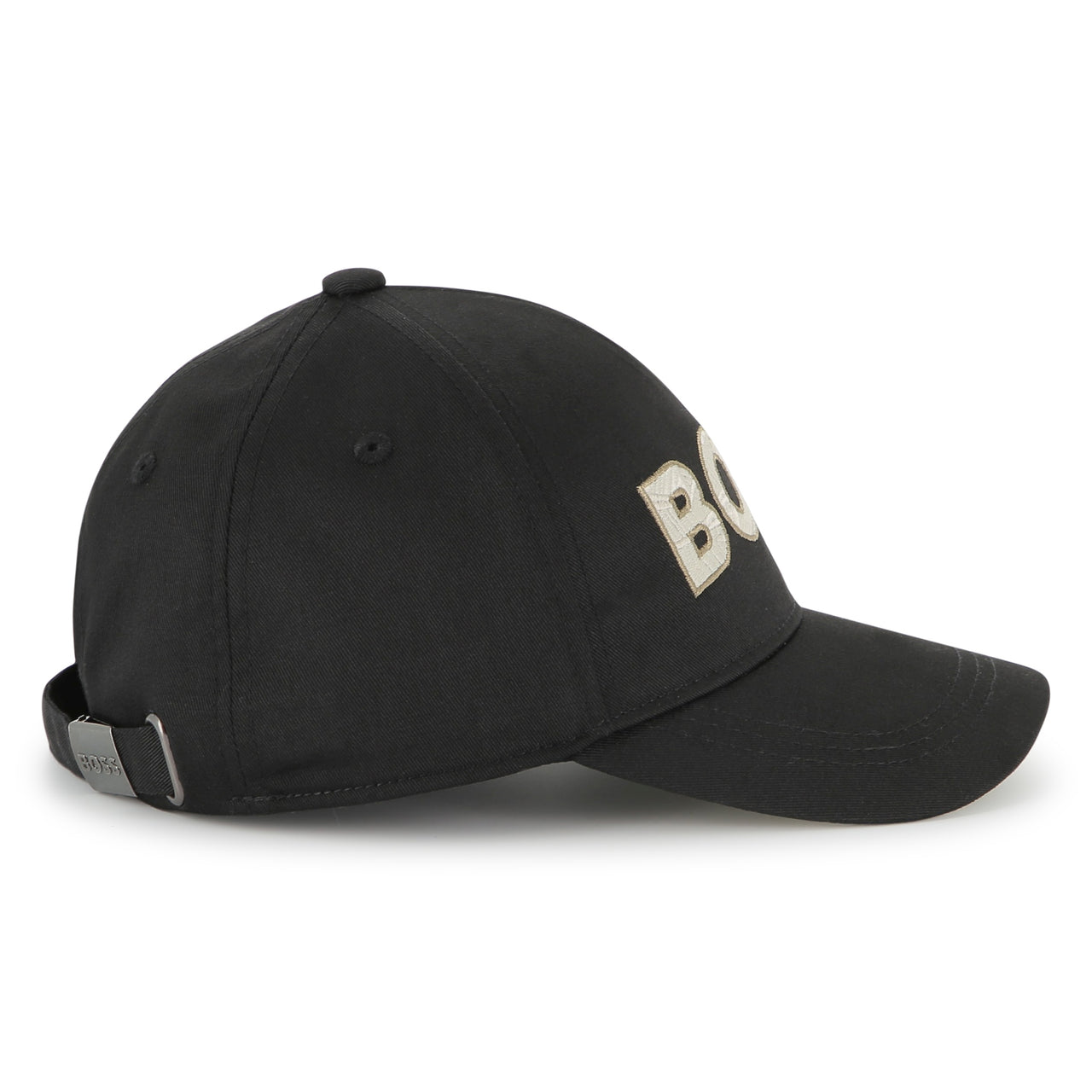 BOSS Gorra o cachucha para niño y adolescente basica color negro logo beige bordado