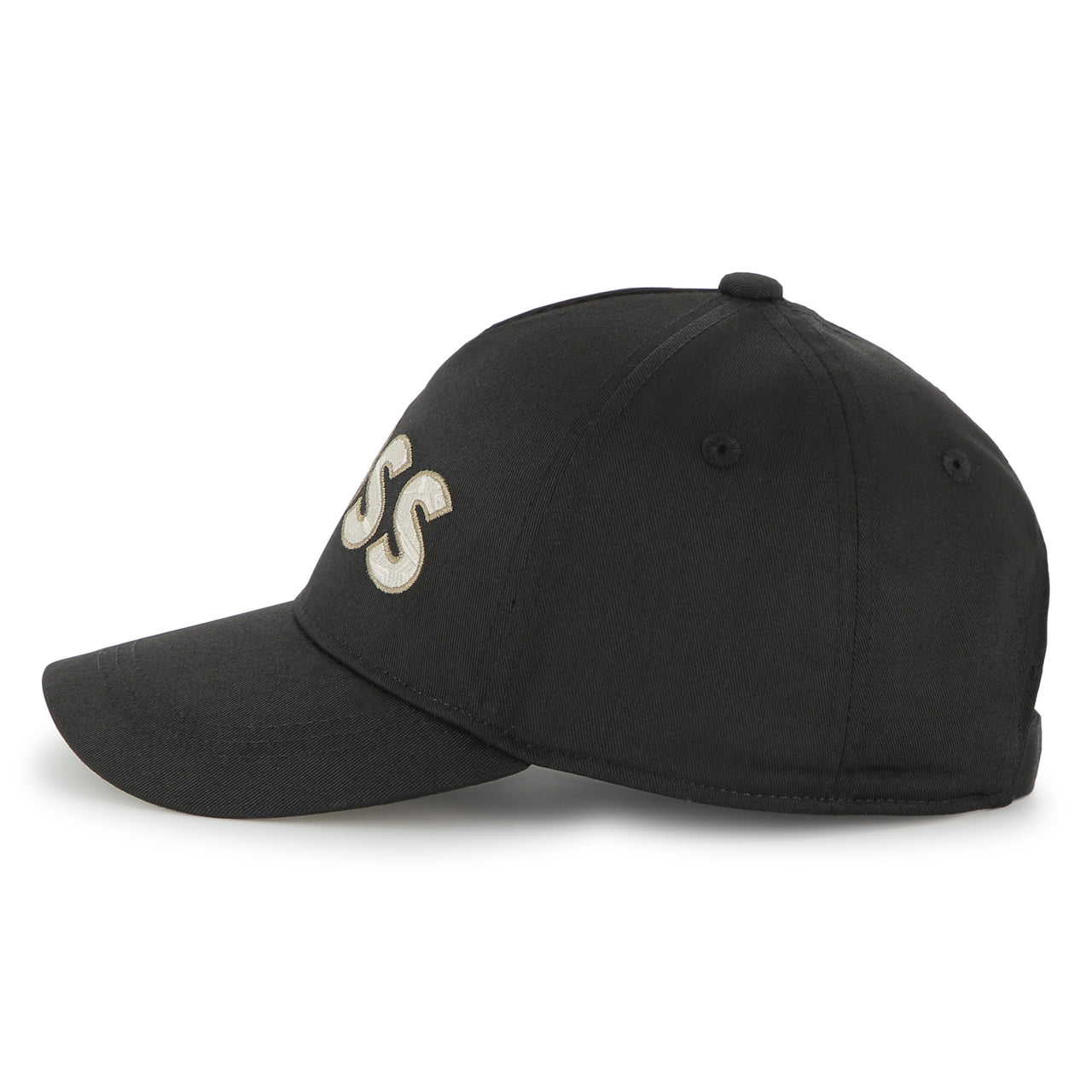 BOSS Gorra o cachucha para niño y adolescente basica color negro logo beige bordado