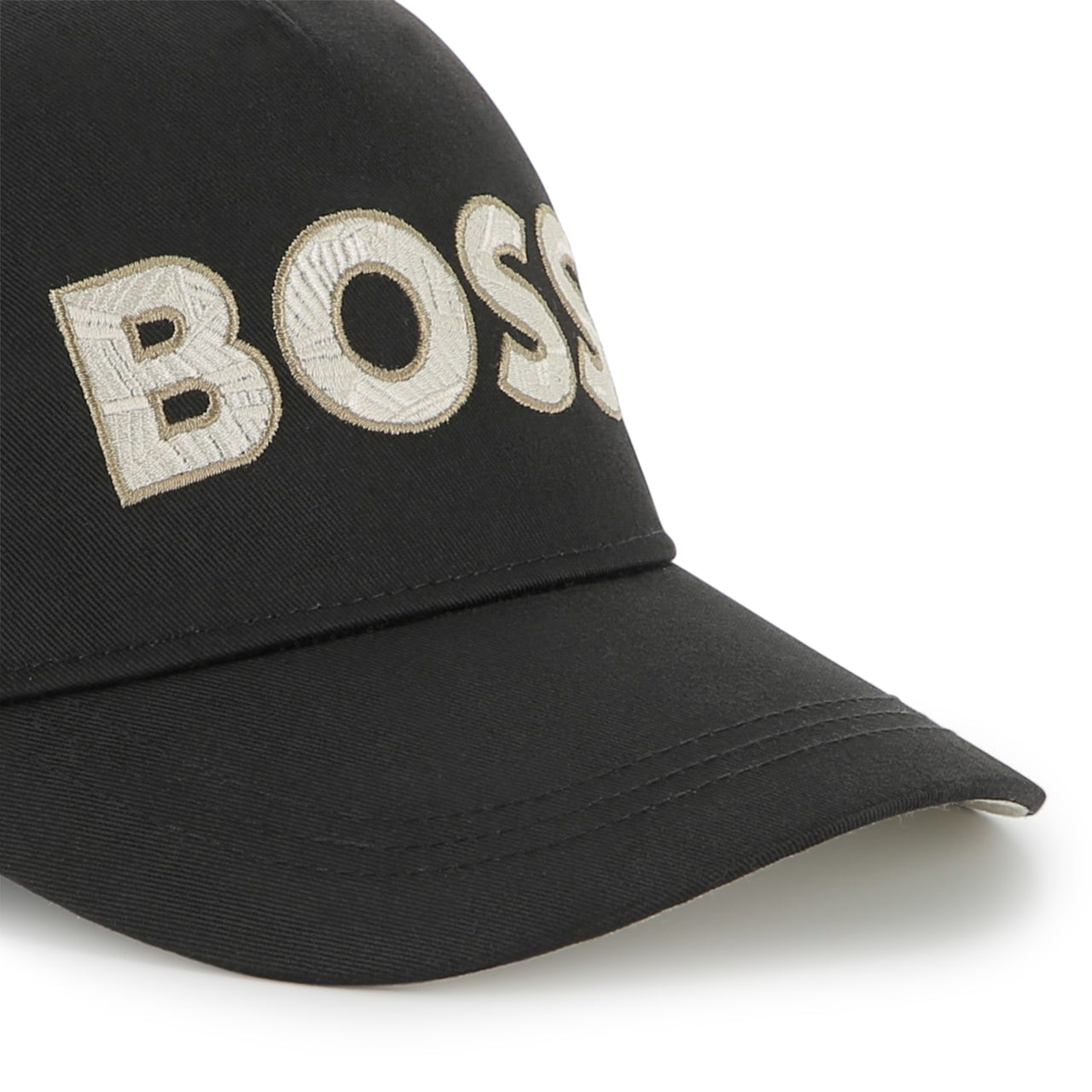 BOSS Gorra o cachucha para niño y adolescente basica color negro logo beige bordado
