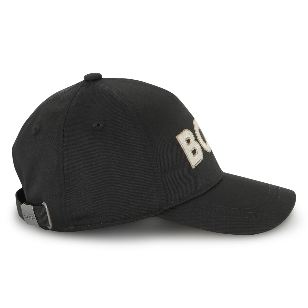 BOSS Gorra o cachucha para niño y adolescente basica color negro logo beige bordado