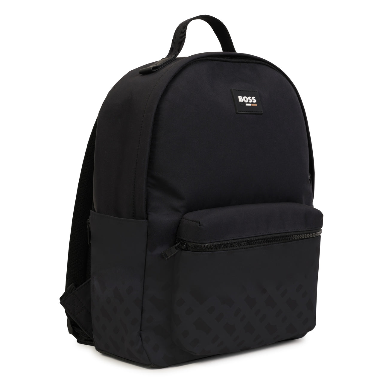 BOSS Backpack o mochila para niño y adolescente all over color negro pequeño logo blanco