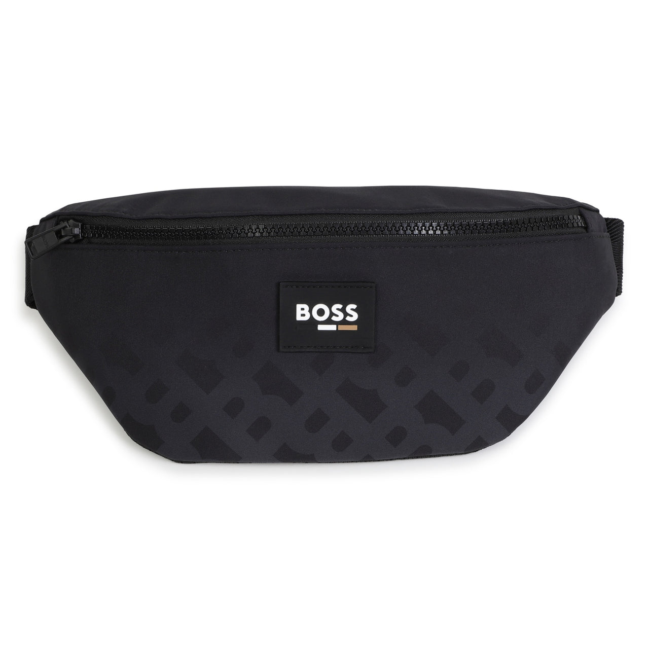 BOSS Cangurera negra all over print logo al tono