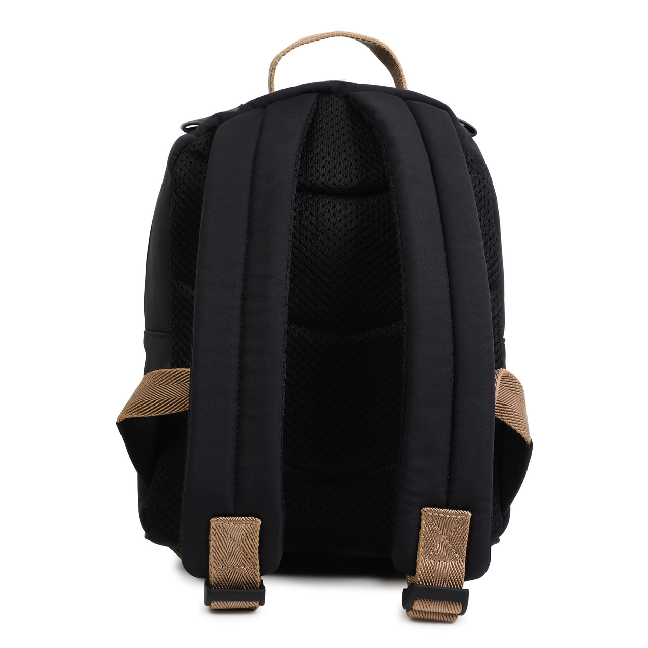 BOSS Backpack o mochila para niño y adolescente all over color negro pequeño logo blanco al frente