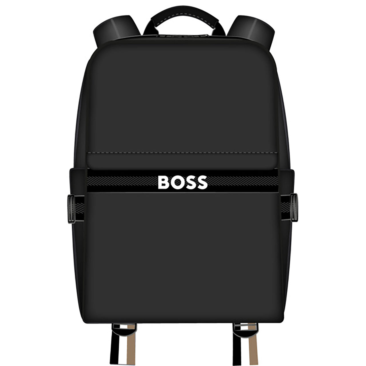 BOSS Backpack o mochila para niño y adolescente rectangular color negro pequeño logo blanco