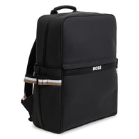 Thumbnail for BOSS Backpack o mochila para niño y adolescente rectangular color negro pequeño logo blanco