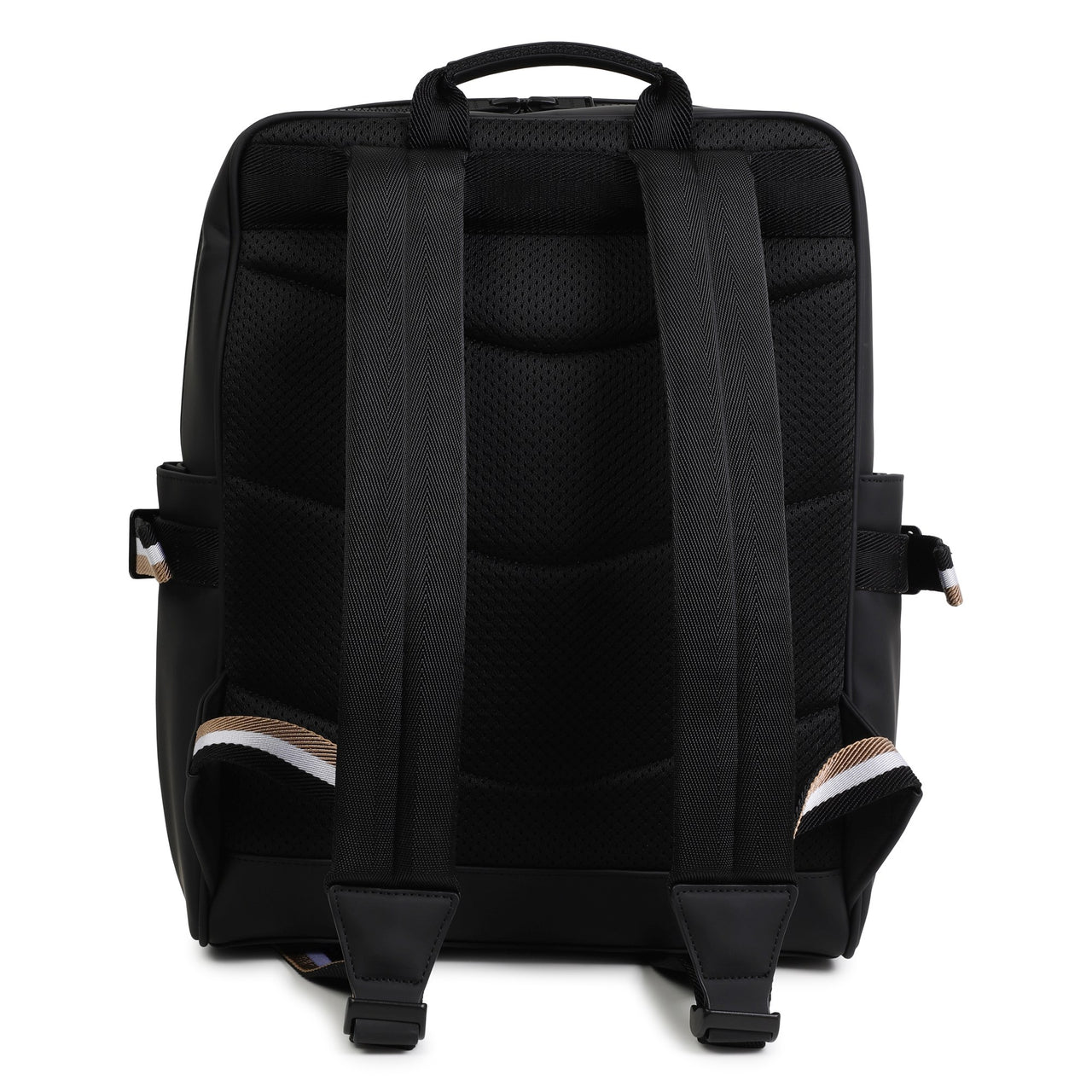 BOSS Backpack o mochila para niño y adolescente rectangular color negro pequeño logo blanco