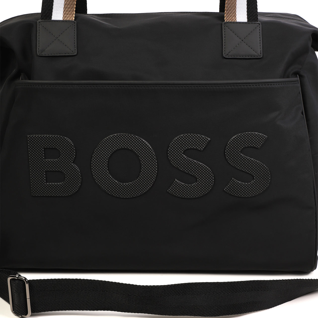 BOSS Pañalera color negro big logo al tono