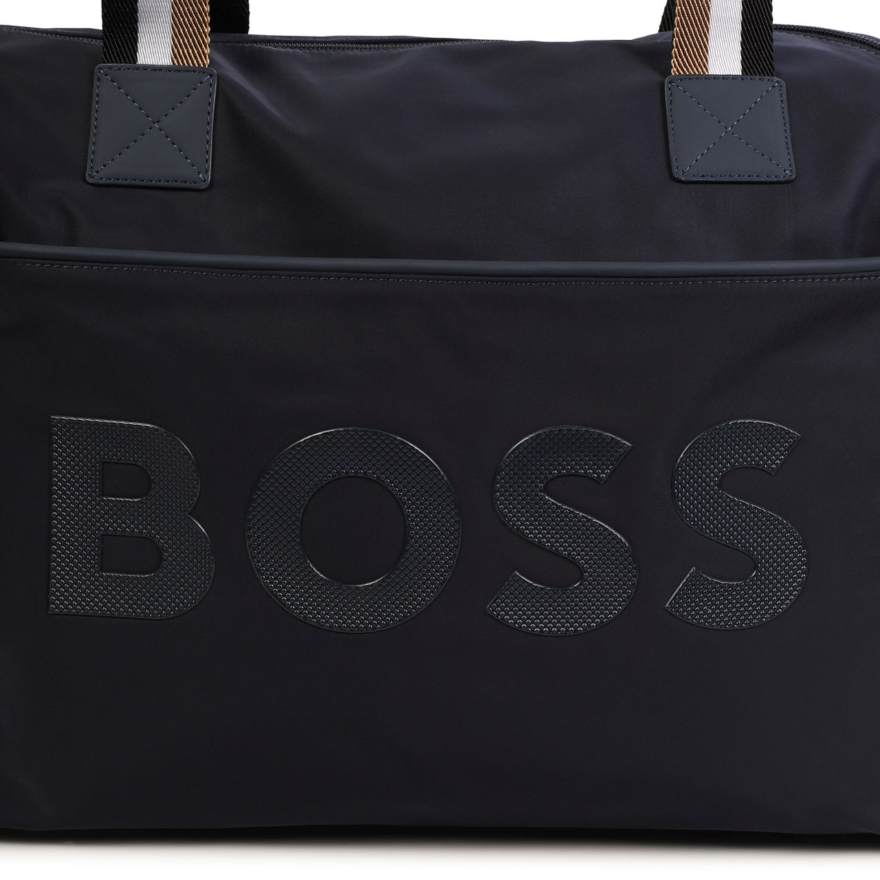 BOSS Pañalera color azul marino big logo al tono
