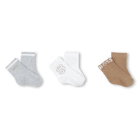 Thumbnail for BOSS Calcetines para bebe set de 3 pares beige, blanco y gris