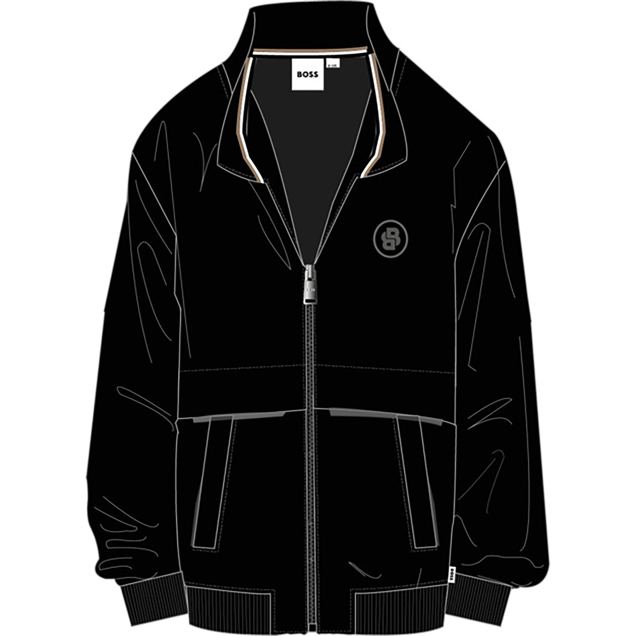 Boss Sudadera con cierre y capucha negra, para niño y adolescente