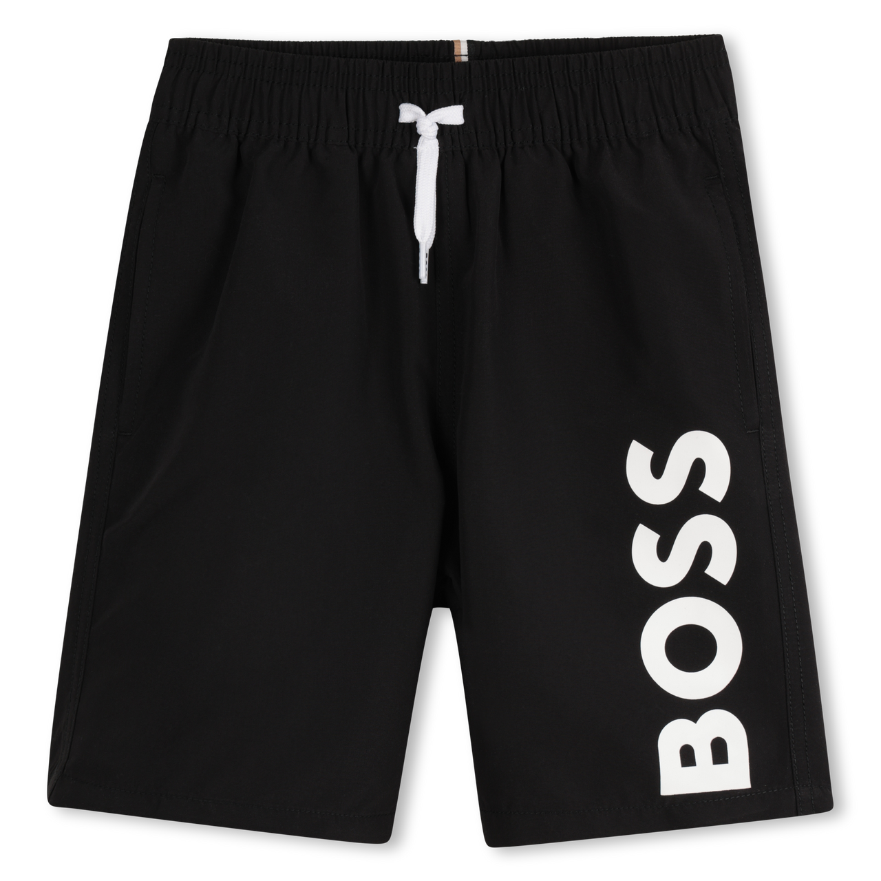 BOSS Traje de baño para niño y adolescente tipo short ajustable negro