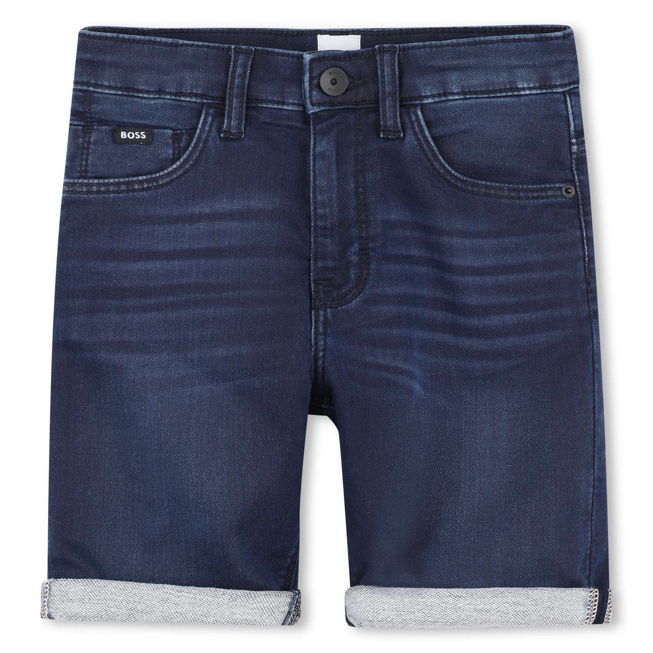 BOSS short para niño y adolescente de mezclillacolor azul marino