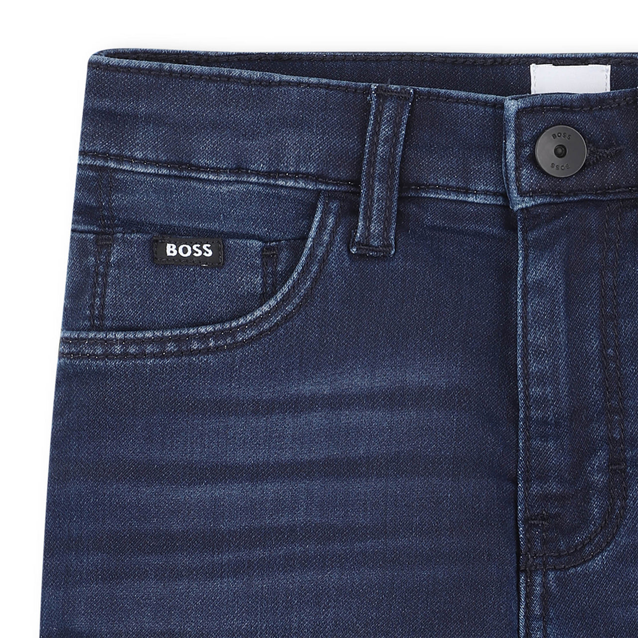 BOSS short para niño y adolescente de mezclillacolor azul marino