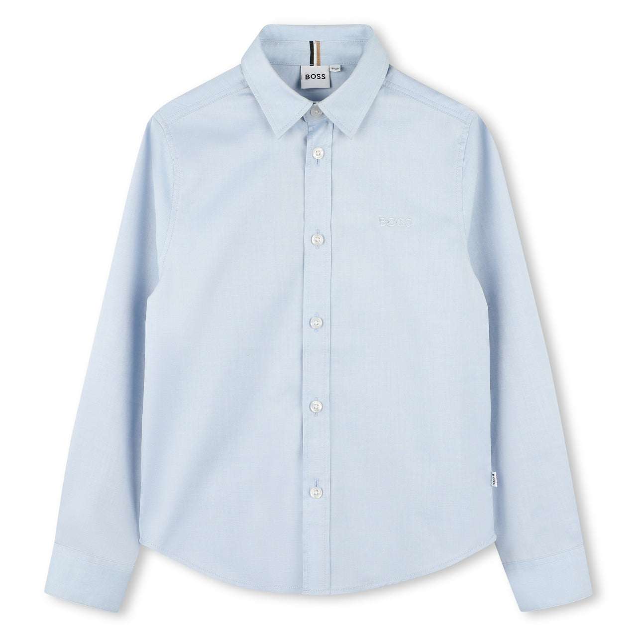 BOSS camisa para niño y adolescente azul  pequeño logp bordado al frente
