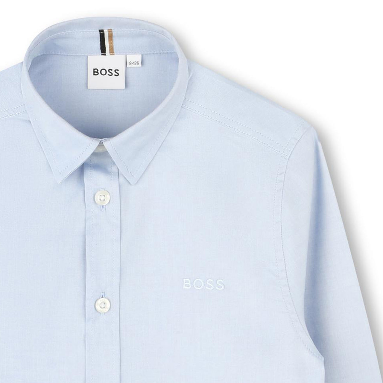 BOSS camisa para niño y adolescente azul  pequeño logp bordado al frente