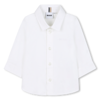 Thumbnail for BOSS Camisa para bebe blanca manga larga, logo pequeño bordado