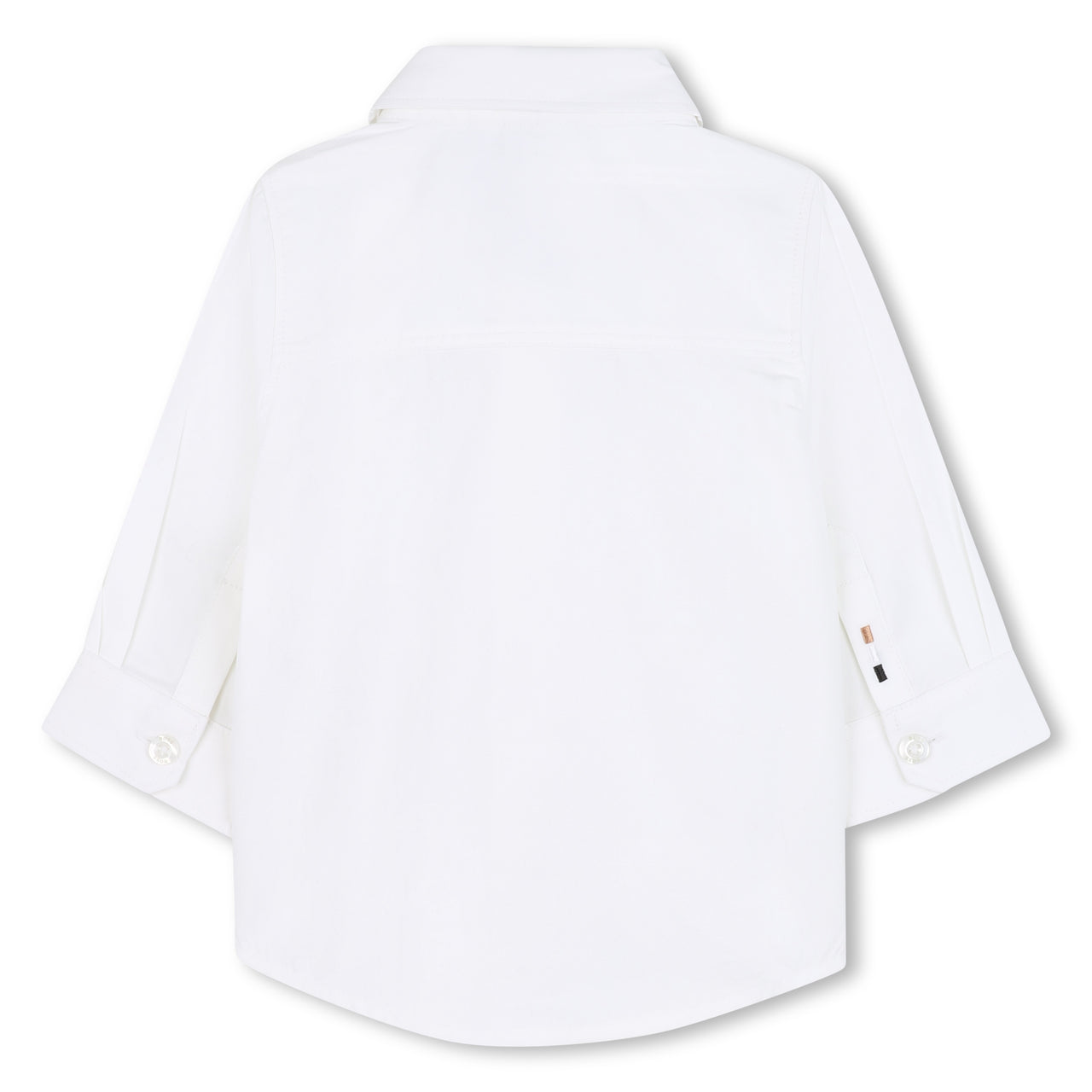 BOSS Camisa para bebe blanca manga larga, logo pequeño bordado