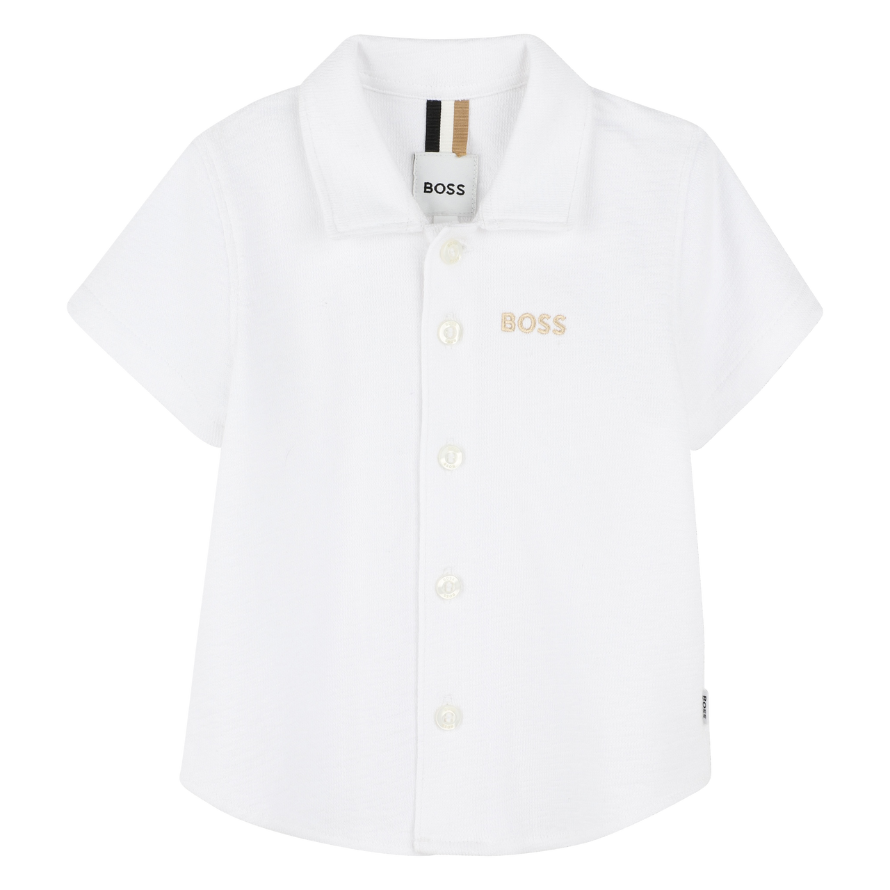 BOSS Camisa para-bebe blanca manga corta logo peque–o bordado