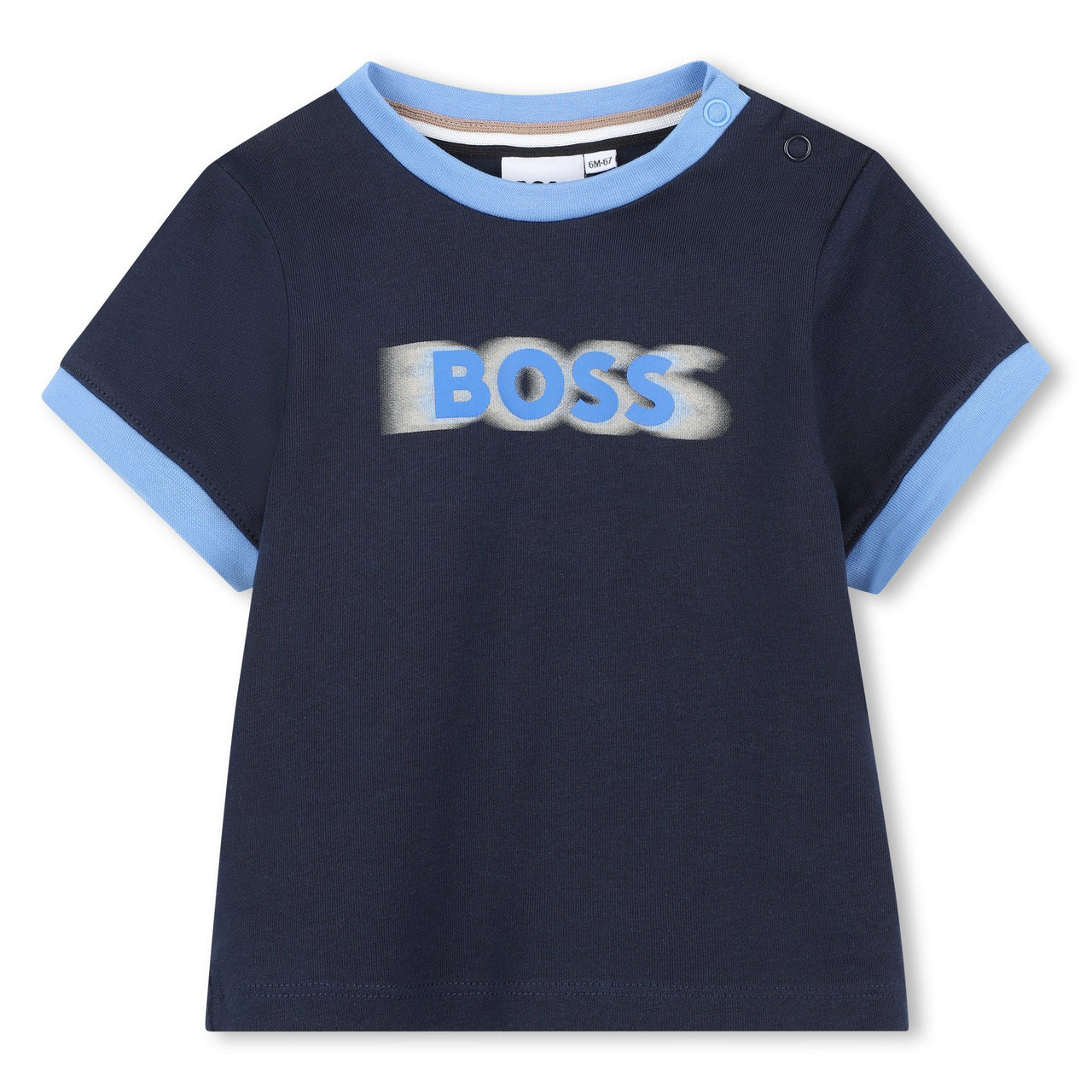 BOSS Playera para bebe azul marino logo difuminado