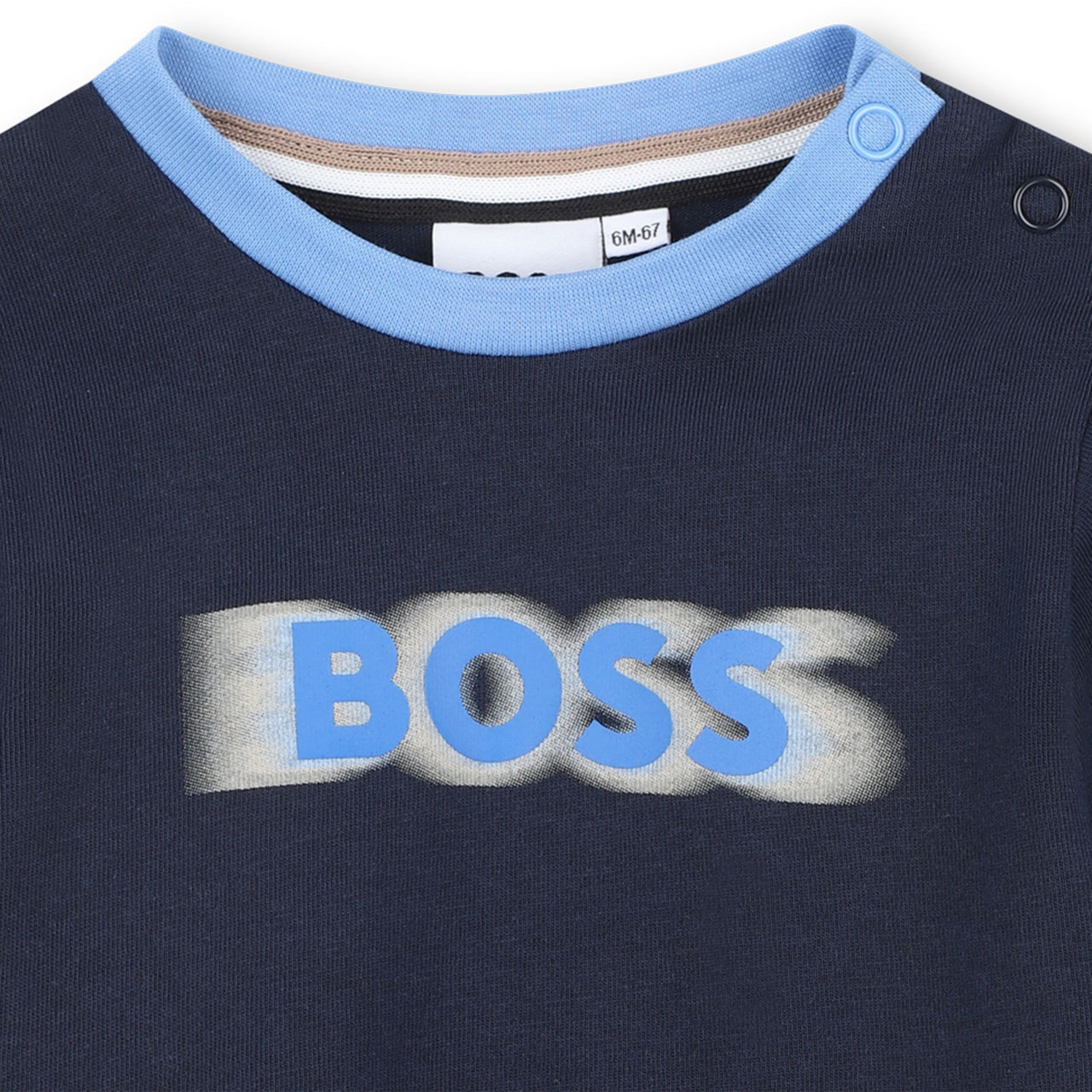 BOSS Playera para bebe azul marino logo difuminado