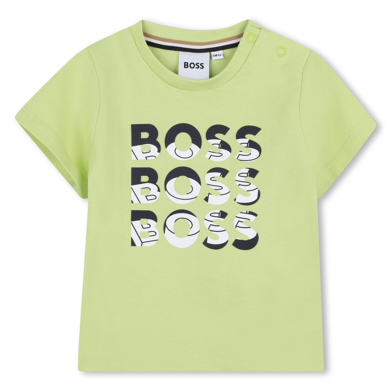 BOSS Playera para bebe color lima logos al frente