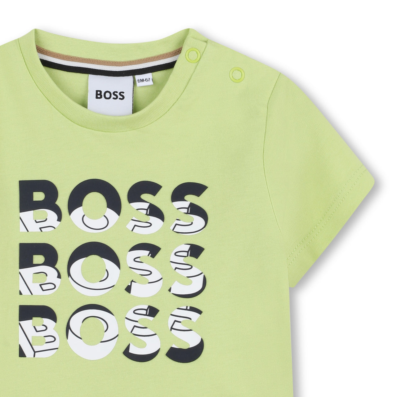BOSS Playera para bebe color lima logos al frente