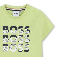 Thumbnail for BOSS Playera para bebe color lima logos al frente