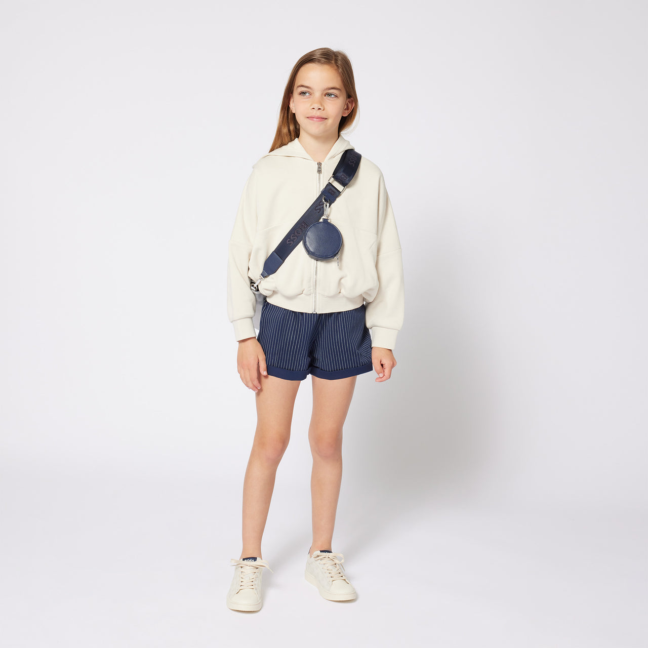 BOSS Sudadera para niña y adolescente con cierre hueso