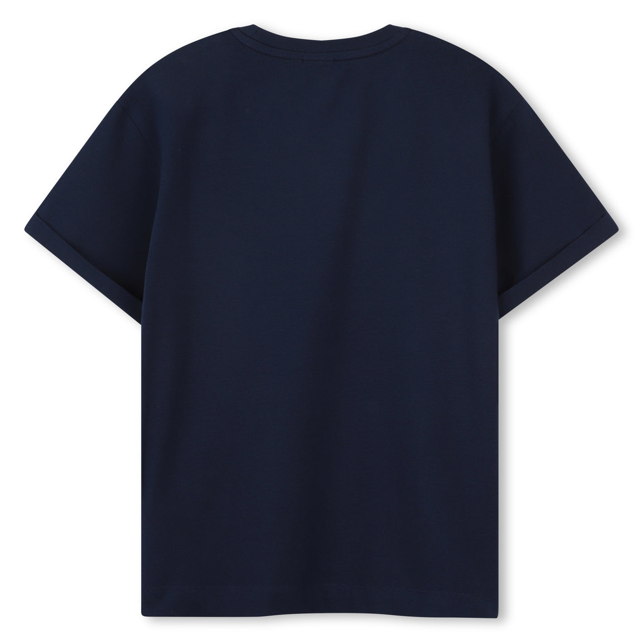 BOSS Playera para niño y adolescente, azul marino logo plata